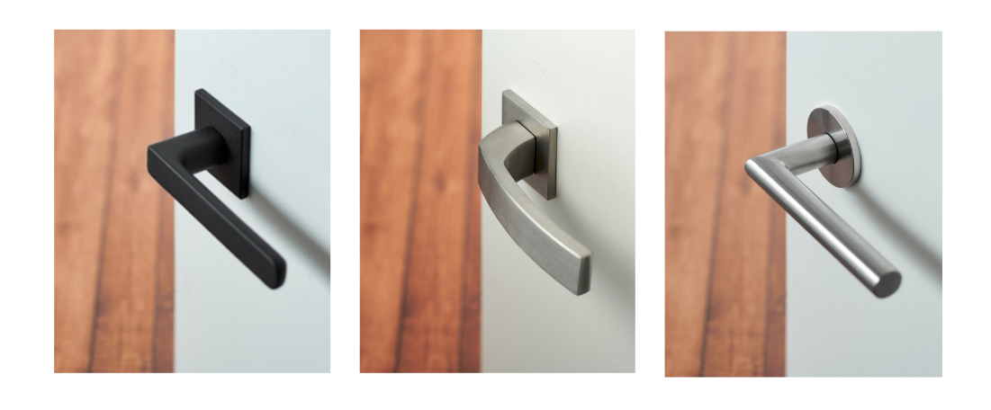 Discover our new stainless steel and black doorhardware on 5mm rosettes.